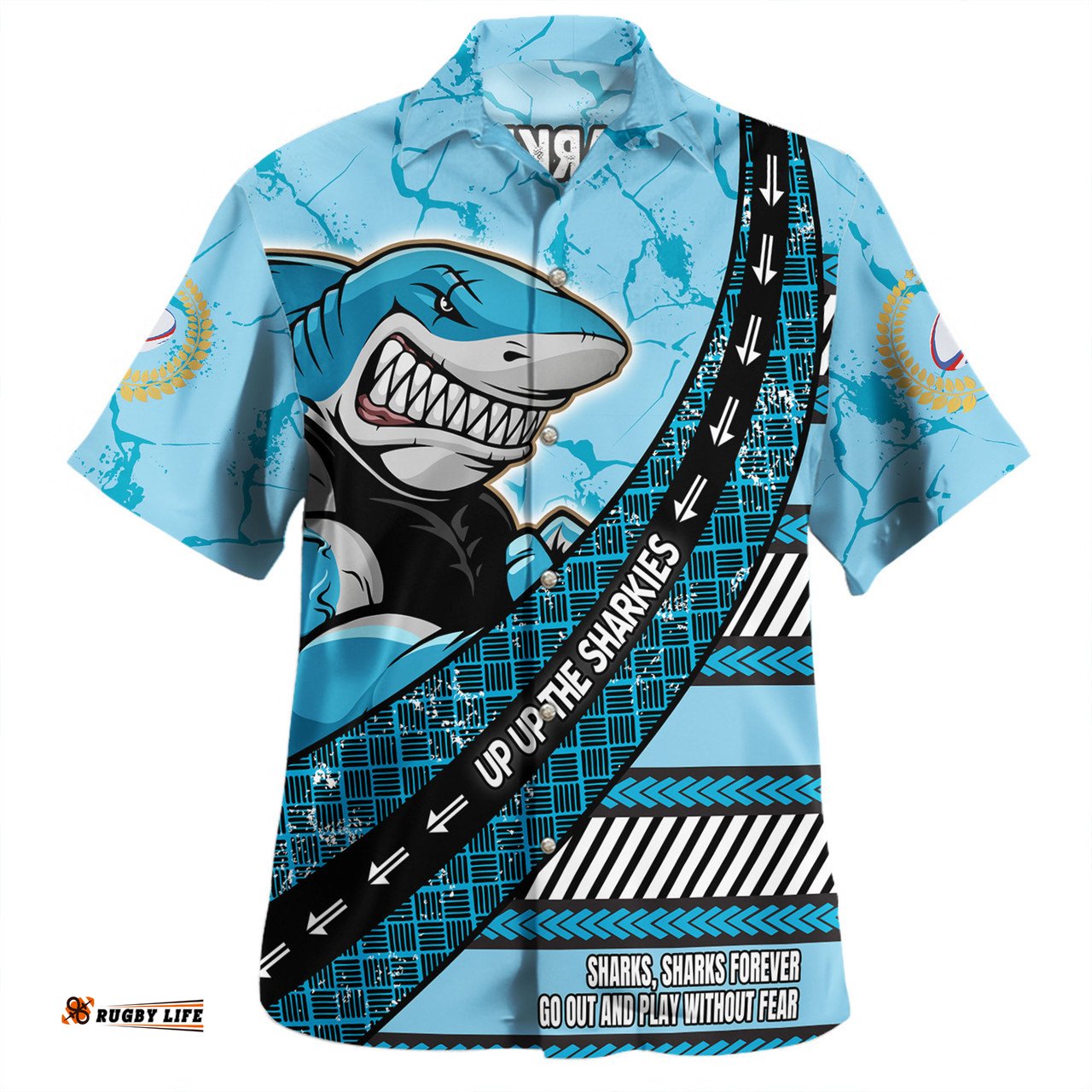 Amazing Aussie Cronulla Sutherland Sharks Theme Song For Rugby With Sporty Style Hawaiian Shirt