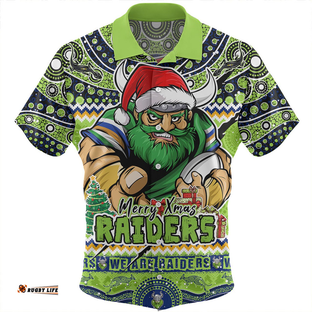 Amazing Aussie Canberra Raiders Aboriginal Xmas Special Ugly Christmas Style Hawaiian Shirt