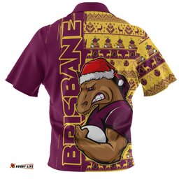 Amazing Aussie Brisbane Broncos Merry Ugly Xmas Nordic Pattern Style Hawaiian Shirt