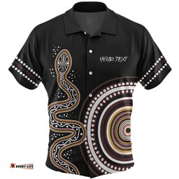 Amazing Aussie Australia Rainbow Serpent Aboriginal Custom Dreamtime Mother of Life Black Hawaiian Shirt