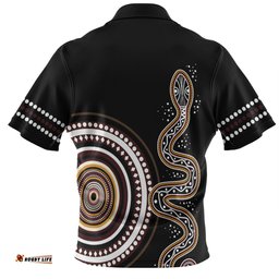 Amazing Aussie Australia Rainbow Serpent Aboriginal Custom Dreamtime Mother of Life Black Hawaiian Shirt