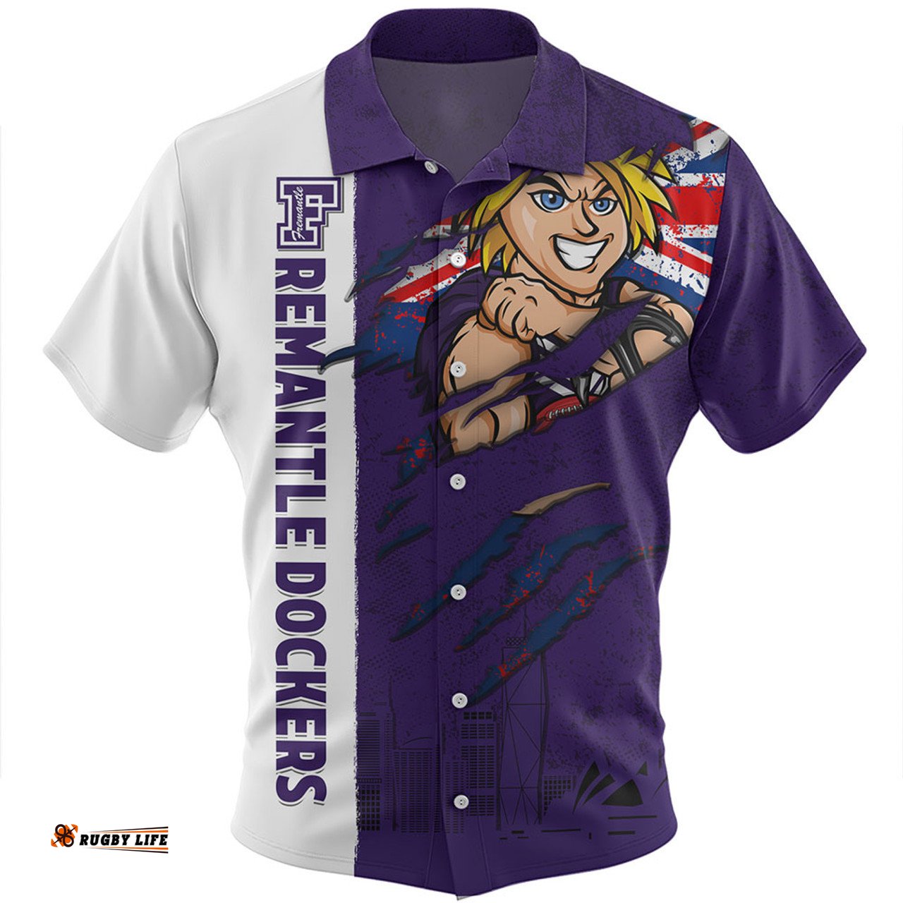 Amazing Aussie Fremantle Burning Passion Of Power Scratch Style Hawaiian Shirt