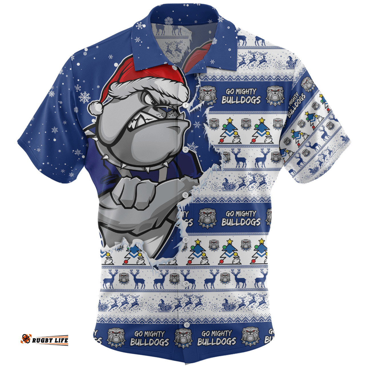 Amazing Aussie Canterbury Bankstown Bulldogs Merry Christmas Our Beloved Team Scratch Style Hawaiian Shirt
