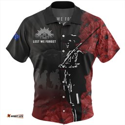 Amazing Aussie Australia Anzac Day Lest We Forget Soldier Stencil Art Hawaiian Shirt