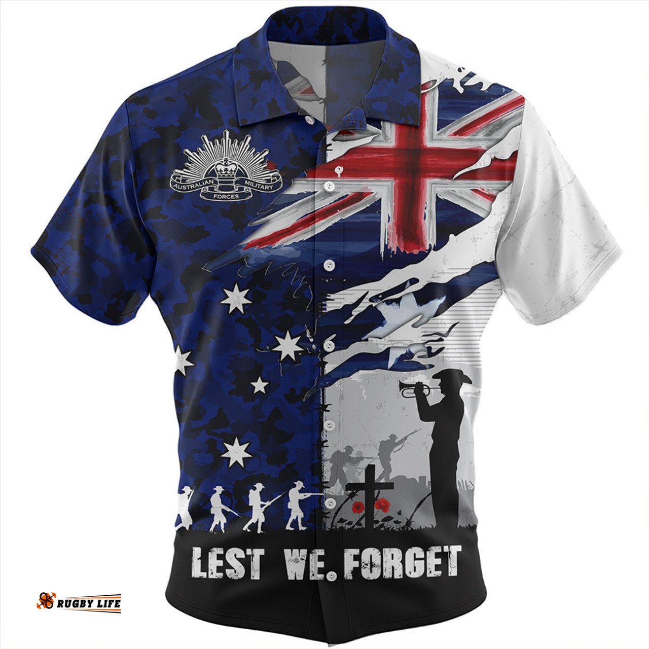 Amazing Aussie Australia Remembrance Day Lest We Forget Australian Military Tribute Blue Hawaiian Shirt