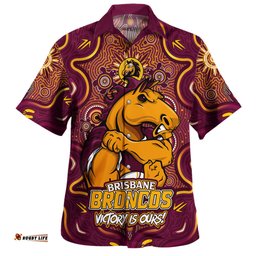 Amazing Aussie Brisbane Broncos Aboriginal Pattern Inspired Victory Is Ours Hawaiian Shirt