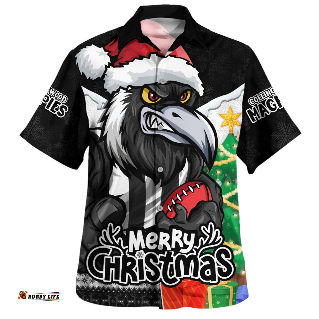 Amazing Aussie Collingwood Santa Scoring Touchdown On Christmas Game Day Hawaiian Shirt