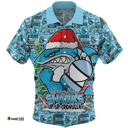 Amazing Aussie Cronulla Sutherland Sharks Merry Ugly Christmas Comic Style Hawaiian Shirt
