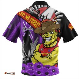 Amazing Aussie Gold Coast SUNS ANZAC Day Honor Purple Valor And Spirit Hawaiian Shirt