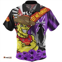 Amazing Aussie Gold Coast SUNS ANZAC Day Honor Purple Valor And Spirit Hawaiian Shirt