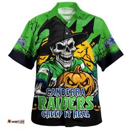 Amazing Aussie Canberra Raiders Dark Moon Rugby Halloween Battle Edition Hawaiian Shirt