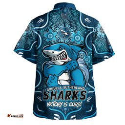Amazing Aussie Cronulla Sutherland Sharks Aboriginal Pattern Inspired Victory Is Ours Hawaiian Shirt
