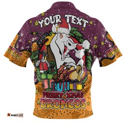 Amazing Aussie Brisbane Broncos Christmas Custom Merry Christmas Our Beloved Team With Aboriginal Dot Art Pattern Hawaiian Shirt