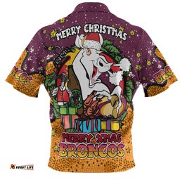 Amazing Aussie Brisbane Broncos Christmas Custom Merry Christmas Our Beloved Team With Aboriginal Dot Art Pattern Hawaiian Shirt