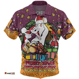 Amazing Aussie Brisbane Broncos Christmas Custom Merry Christmas Our Beloved Team With Aboriginal Dot Art Pattern Hawaiian Shirt