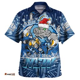Amazing Aussie Cockroaches Christmas Custom NSW Blues Cockroaches Mascot With Aboriginal Inspired Christmas Hawaiian Shirt
