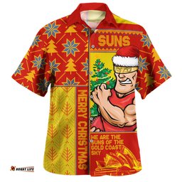 Amazing Aussie Gold Coast SUNS Merry Christmas Knit Style Festive Spirit Hawaiian Shirt