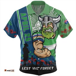 Amazing Aussie Canberra Raiders Anzac Day Lest We Forget Strong Fighting Spirit Hawaiian Shirt