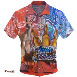Amazing Aussie Australia Kangaroo Aboriginal Camping Custom Aussie Outback Camping with Beer Hawaiian Shirt