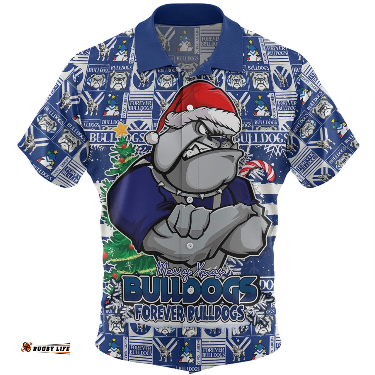 Amazing Aussie Canterbury Bankstown Bulldogs Merry Ugly Christmas Comic Style Hawaiian Shirt