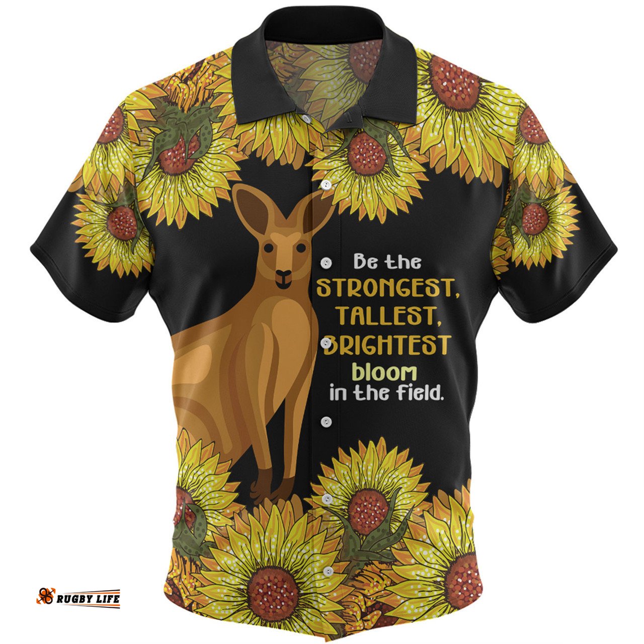Amazing Aussie Australia Kangaroo Aboriginal Custom Aboriginal Sunflowers With Kangaroo Be The Strongest Dot Painting Art Hawaiian Shirt
