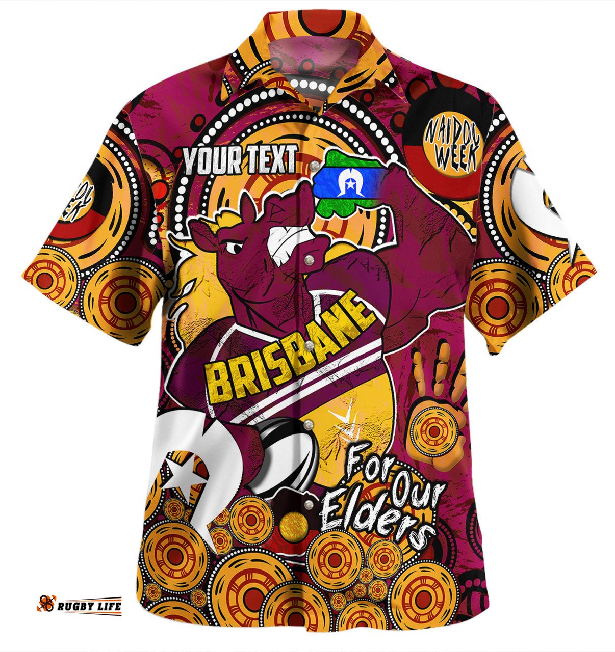 Amazing Aussie Brisbane Broncos Naidoc Week Custom Brisbane Broncos Naidoc Week For Our Elders Bronx for Life Sport Style Hawaiian Shirt