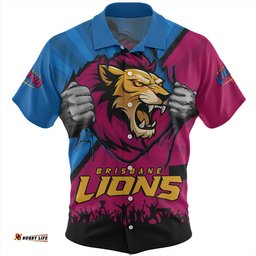 Amazing Aussie Brisbane Lions Breaking Through Fan Design Hawaiian Shirt