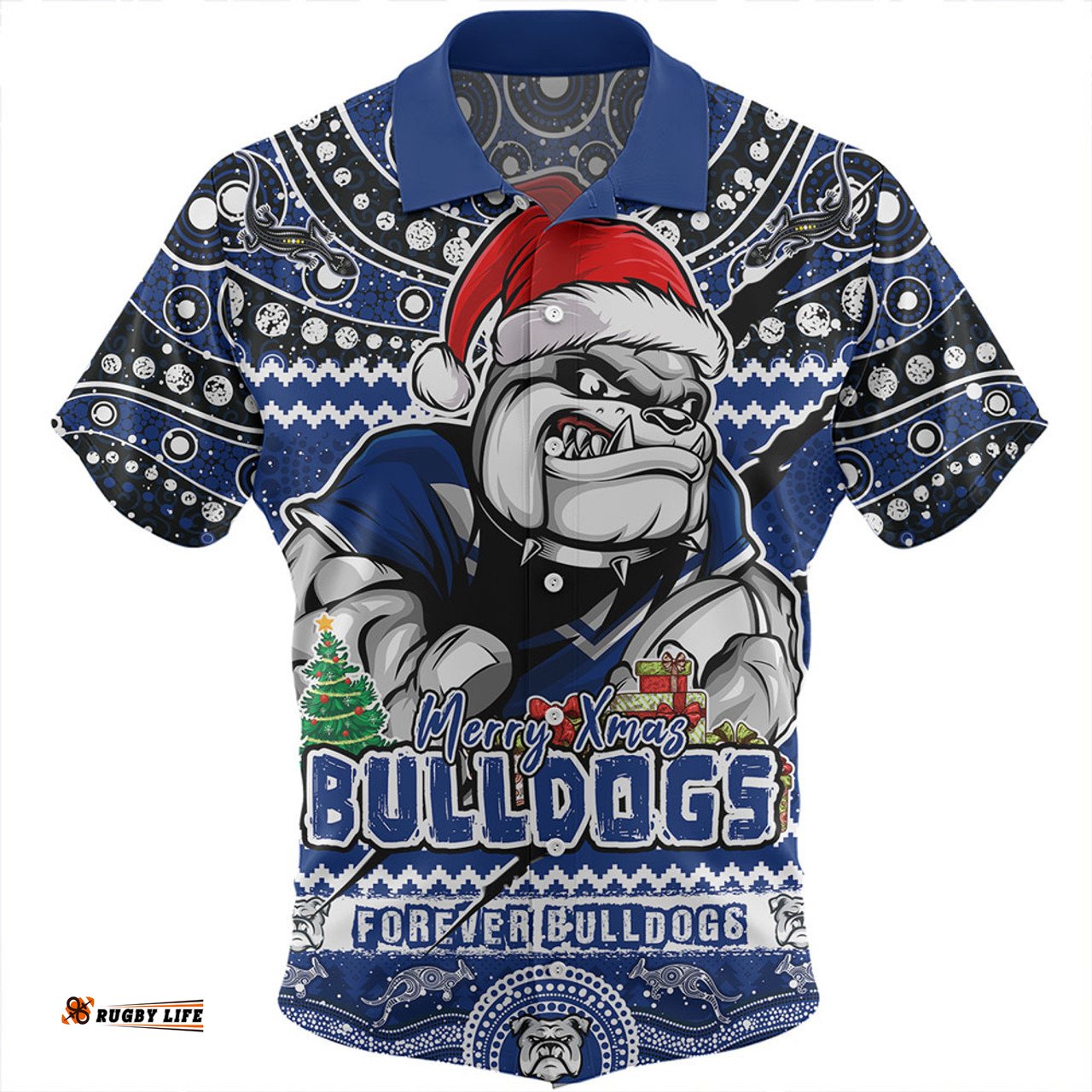 Amazing Aussie Canterbury Bankstown Bulldogs Aboriginal Xmas Special Ugly Christmas Style Hawaiian Shirt