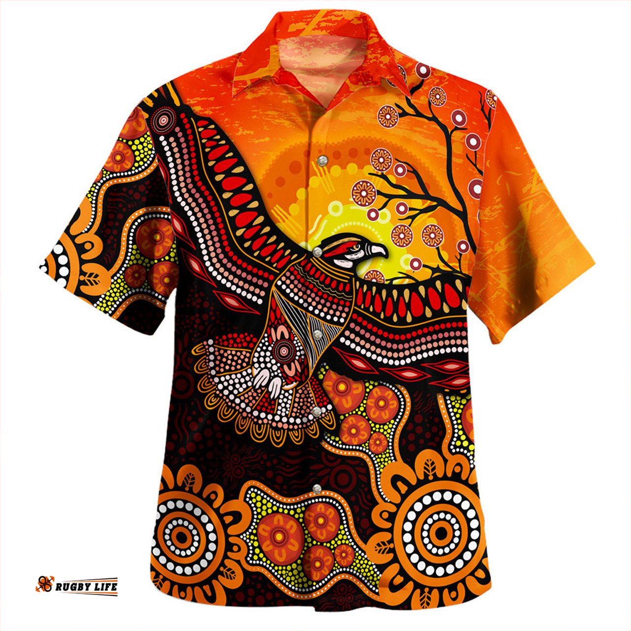 Amazing Aussie Australia Eagle Aboriginal Dot Painting Traditional Hawaiian Shirt
