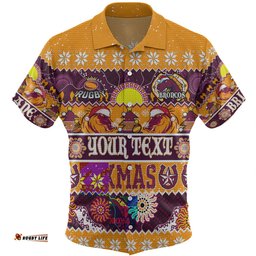 Amazing Aussie Brisbane Broncos Christmas Aboriginal Custom Indigenous Knitted Ugly Xmas Style Hawaiian Shirt