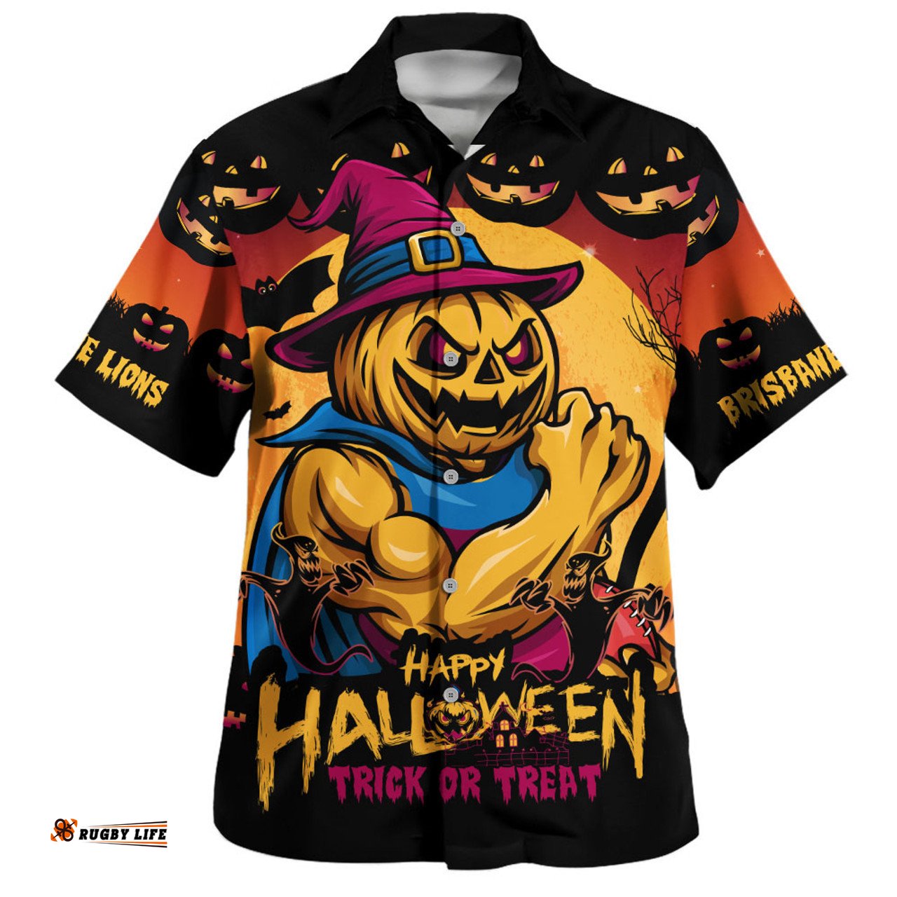 Amazing Aussie Brisbane Lions Dark Pumpkin Halloween Spirit Hawaiian Shirt