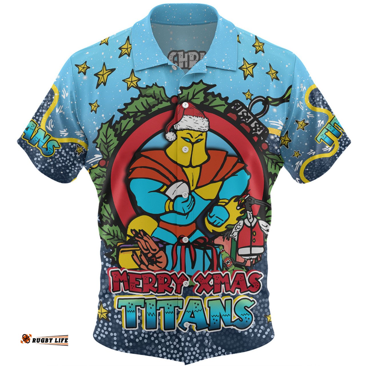 Amazing Aussie Gold Coast Titans Christmas Custom Merry Christmas Our Beloved Team With Aboriginal Dot Art Pattern Hawaiian Shirt