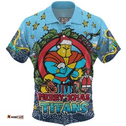 Amazing Aussie Gold Coast Titans Christmas Custom Merry Christmas Our Beloved Team With Aboriginal Dot Art Pattern Hawaiian Shirt