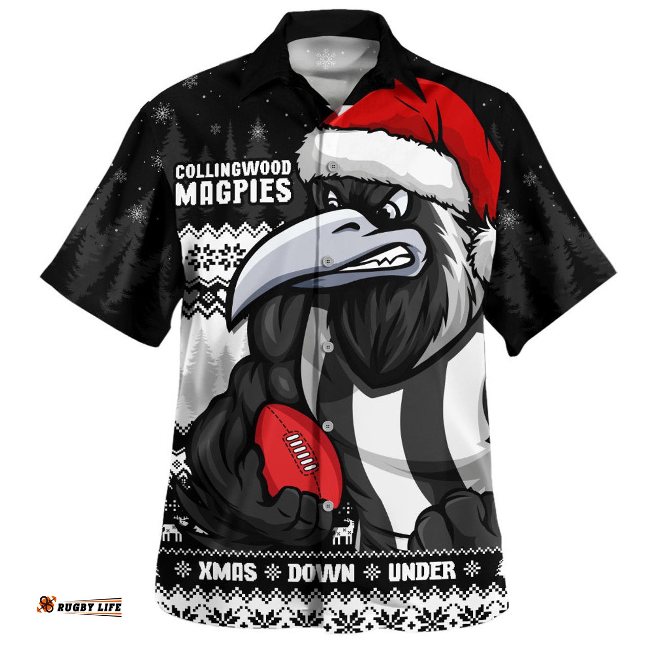 Amazing Aussie Collingwood Merry Christmas Down Under Footy Power Style Hawaiian Shirt