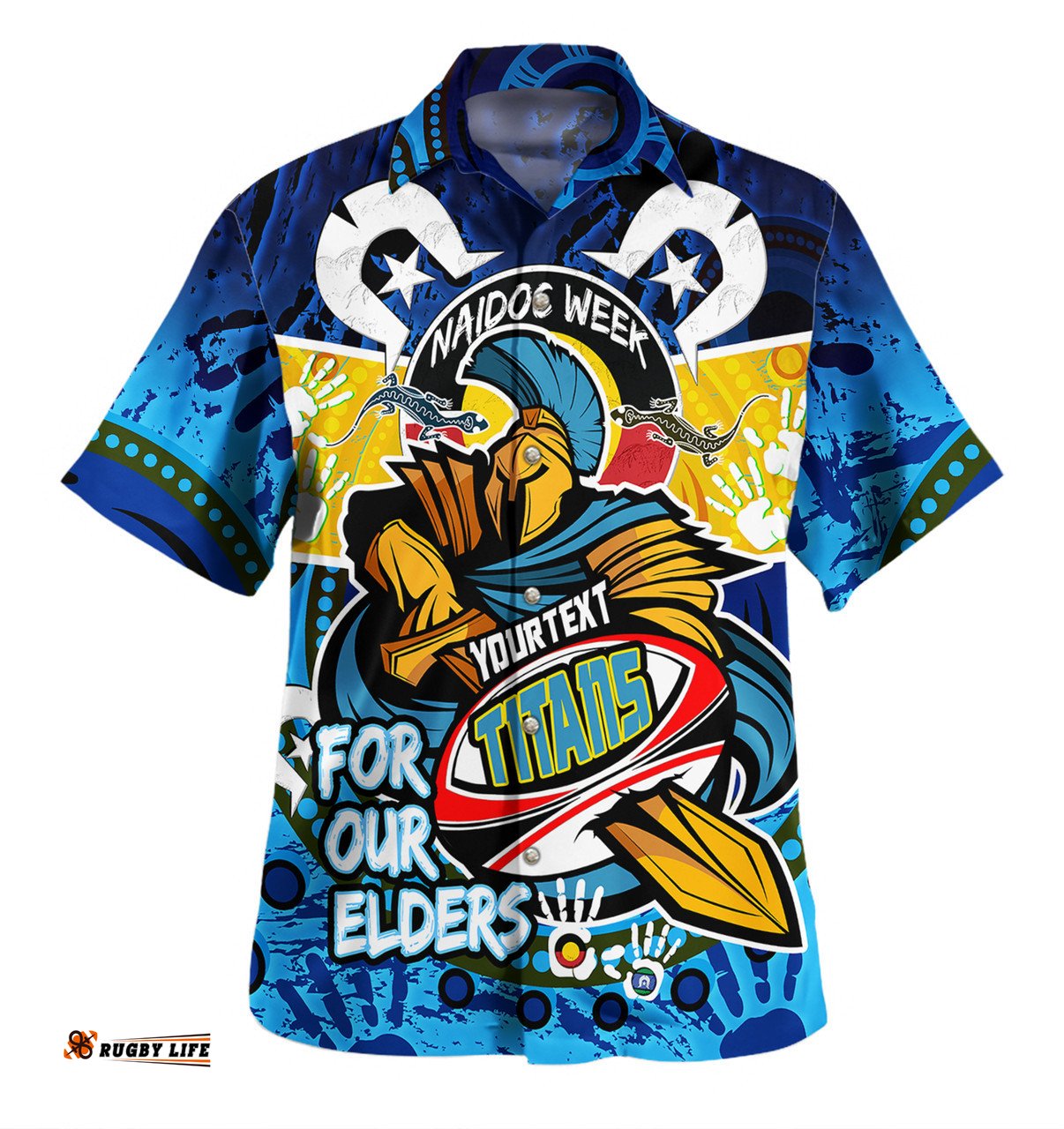 Amazing Aussie Gold Coast Titans Naidoc Week Custom Gold Coast Titans Naidoc Week For Our Elders Dot Art Style Hawaiian Shirt