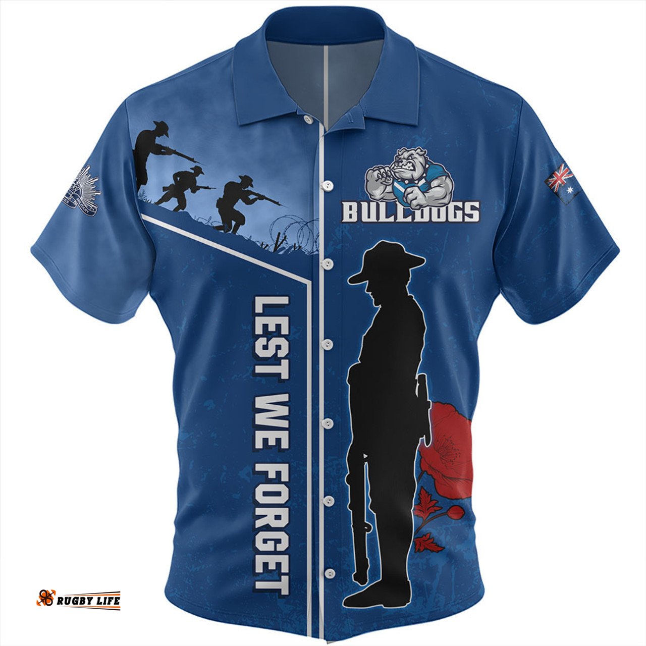 Amazing Aussie Canterbury Bankstown Bulldogs Anzac Day Lest We Forget Poppy Hawaiian Shirt