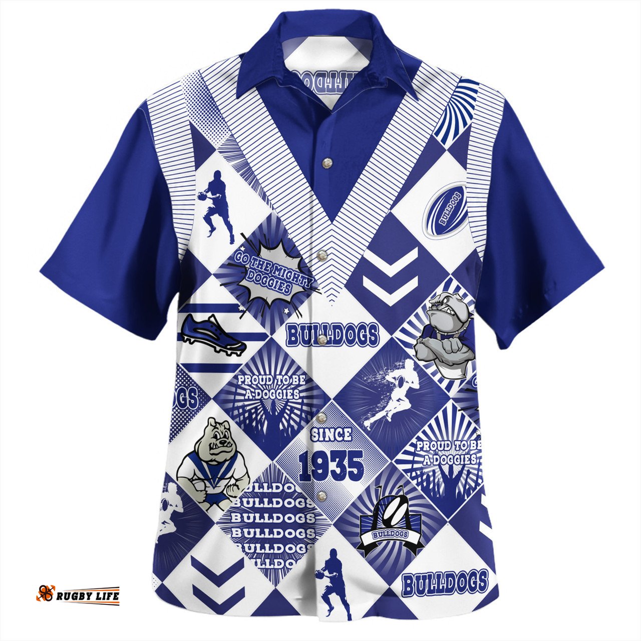 Amazing Aussie Canterbury Bankstown Bulldogs Argyle Patterns Style Tough Fan Rugby For Life Hawaiian Shirt