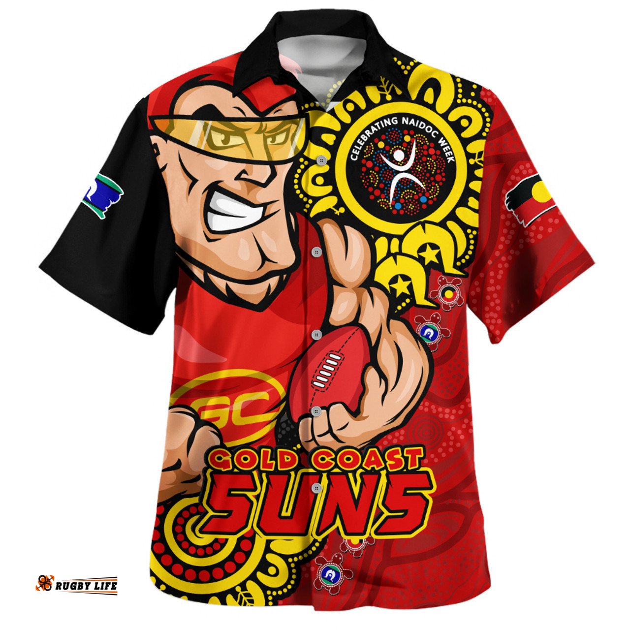 Amazing Aussie Gold Coast SUNS Power Through Generations NAIDOC Edition Hawaiian Shirt