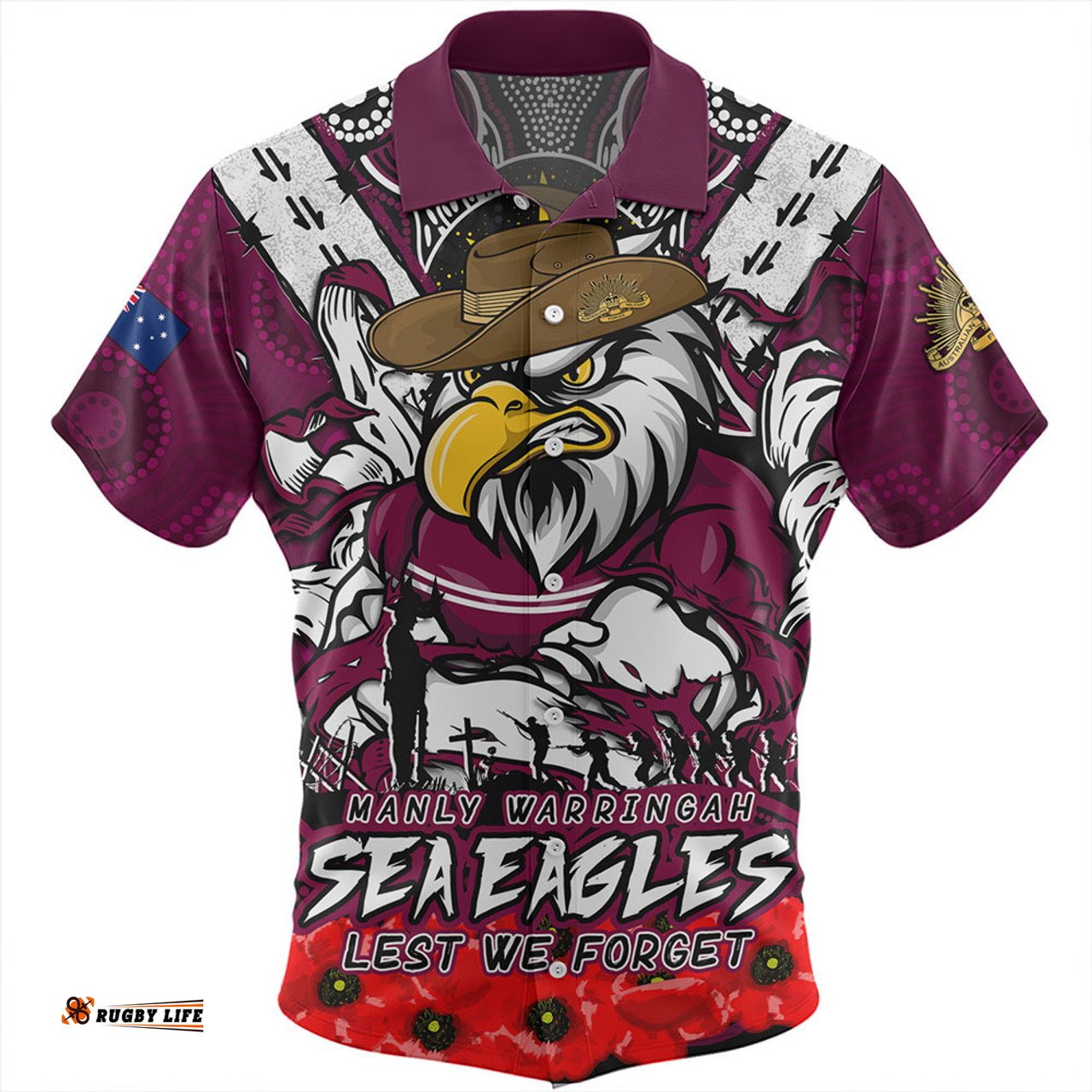 Amazing Aussie Manly Warringah Sea Eagles Ripped Legacy Of The Game The ANZAC Spirit Lives On Hawaiian Shirt