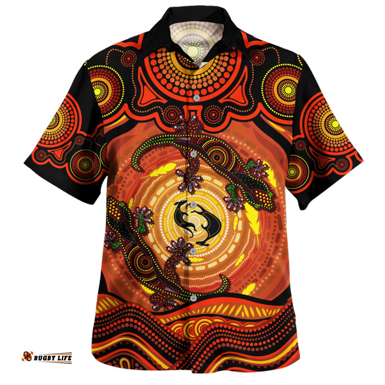 Amazing Aussie Indigenous Australian Aboriginal Gecko Dreaming Spirit Circle Edition Hawaiian Shirt