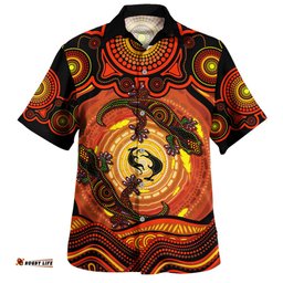 Amazing Aussie Indigenous Australian Aboriginal Gecko Dreaming Spirit Circle Edition Hawaiian Shirt