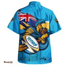 Amazing Aussie Gold Coast Titans Custom For Die Hard Fan Australia Flag Scratch Style Hawaiian Shirt