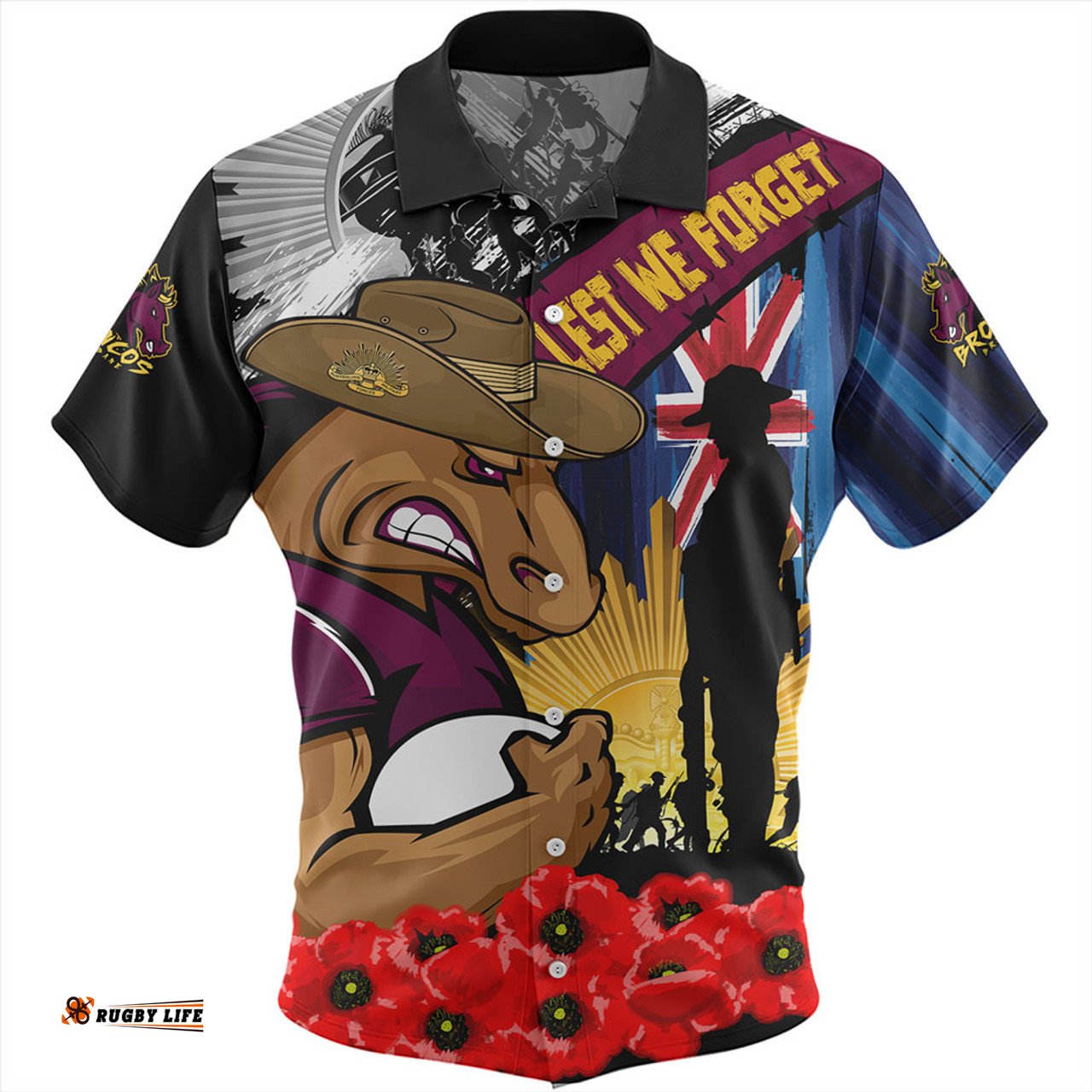 Amazing Aussie Brisbane Broncos United In Spirit Anzac Day Tribute Hawaiian Shirt