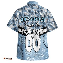 Amazing Aussie Cronulla Sutherland Sharks Tropical Patterns And Dot Painting Eat Sleep Rugby Repeat Hawaiian Shirt