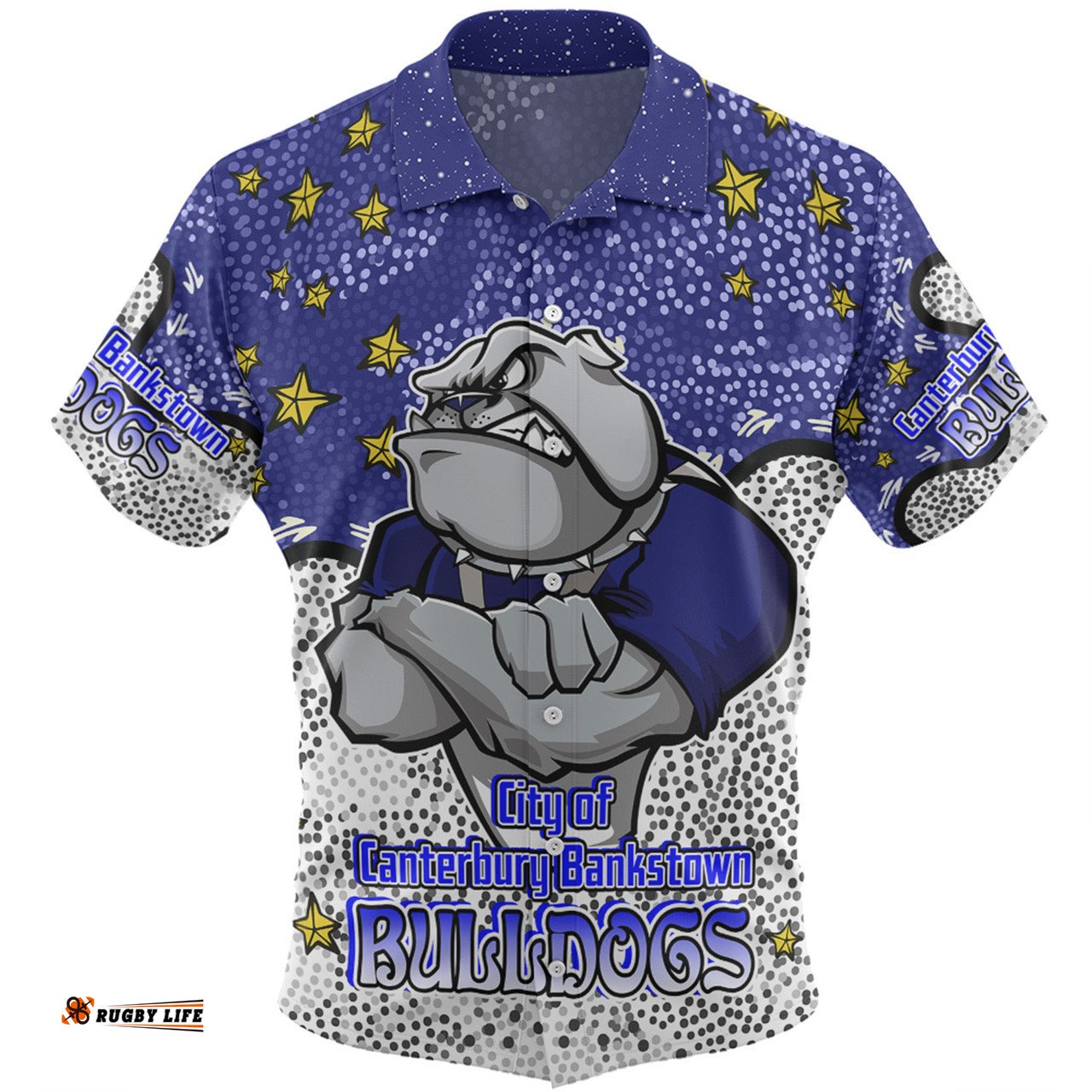 Amazing Aussie Canterbury Bankstown Bulldogs Custom Team With Dot And Star Patterns For Tough Fan Hawaiian Shirt