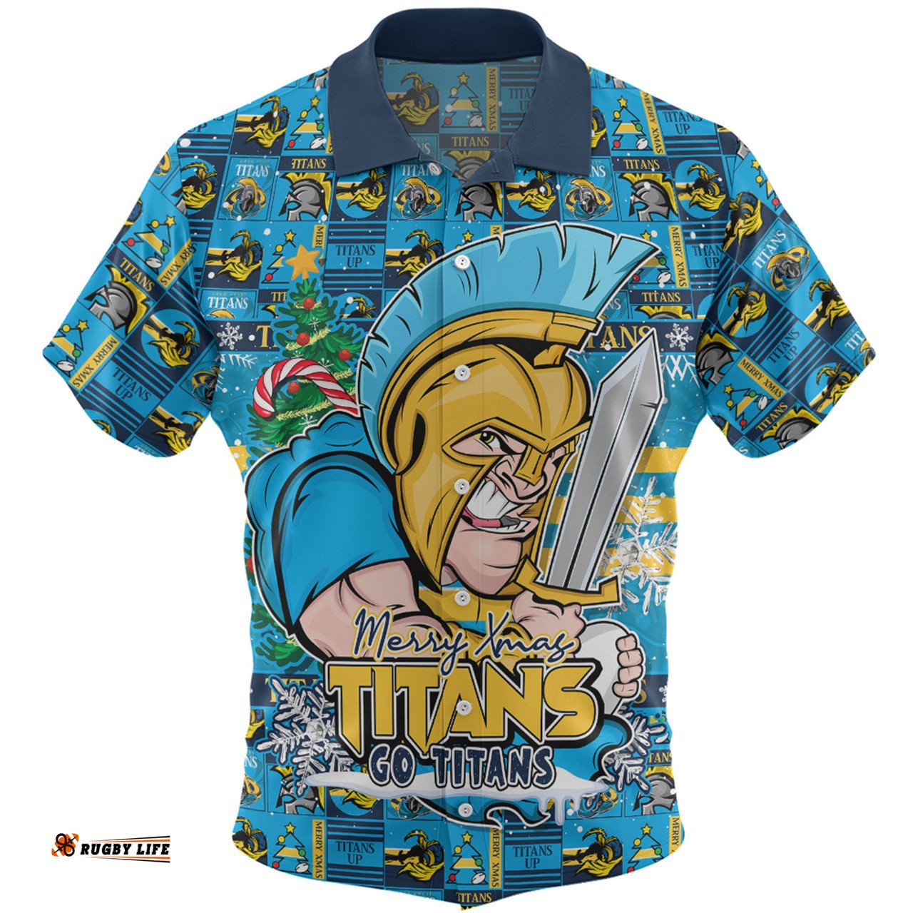 Amazing Aussie Gold Coast Titans Merry Ugly Christmas Comic Style Hawaiian Shirt