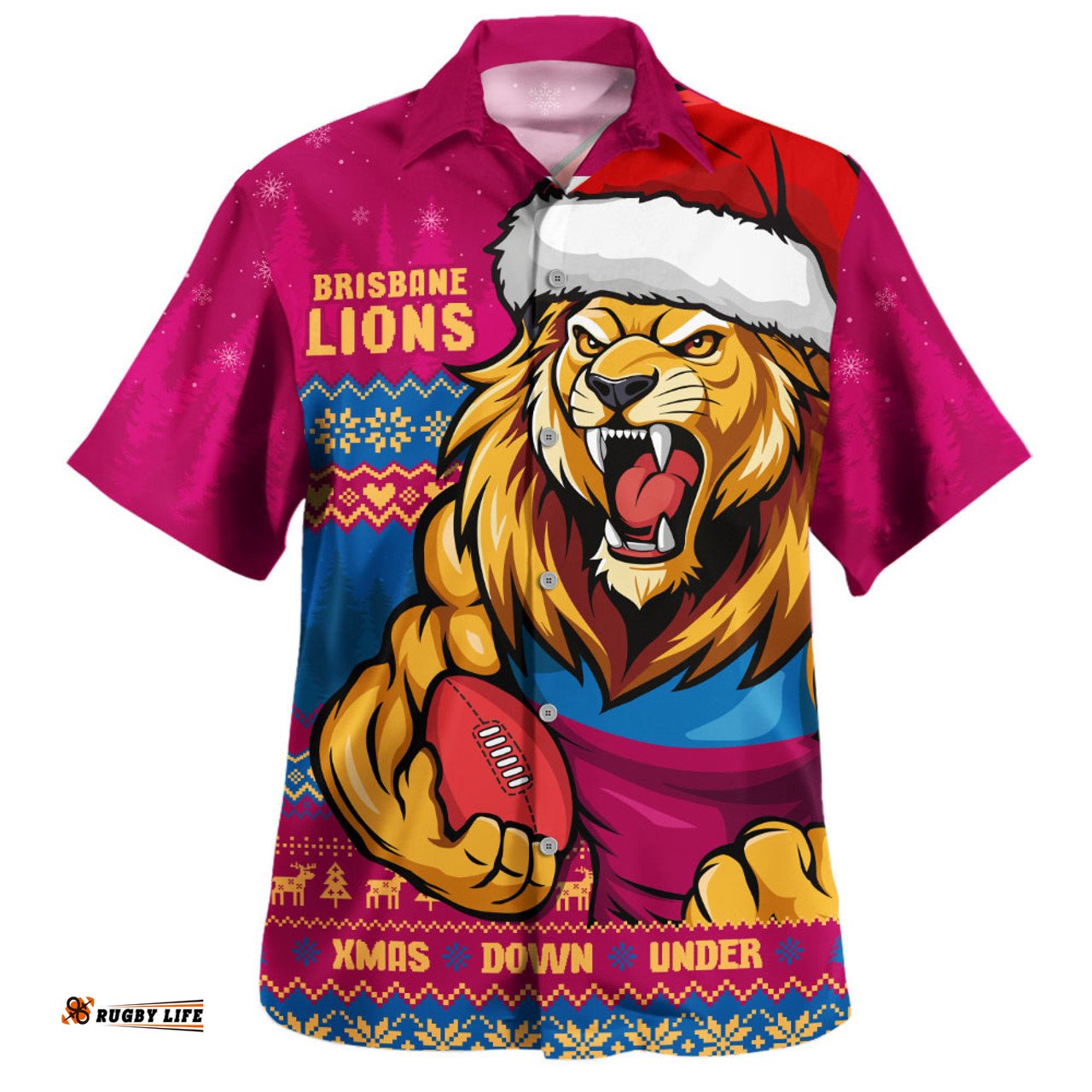Amazing Aussie Brisbane Lions Merry Christmas Down Under Footy Power Style Hawaiian Shirt