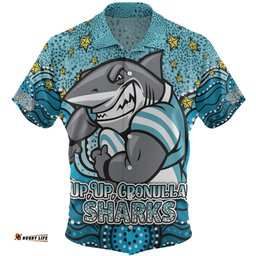 Amazing Aussie Cronulla Sutherland Sharks Custom Custom With Aboriginal Inspired Style Of Dot Painting Patterns  Hawaiian Shirt