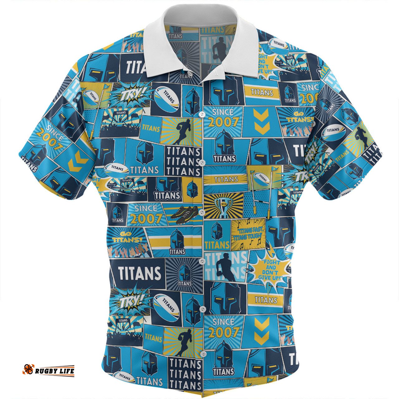 Amazing Aussie Gold Coast Titans Sport Team Of Us Die Hard Fan Supporters Comic Style Hawaiian Shirt