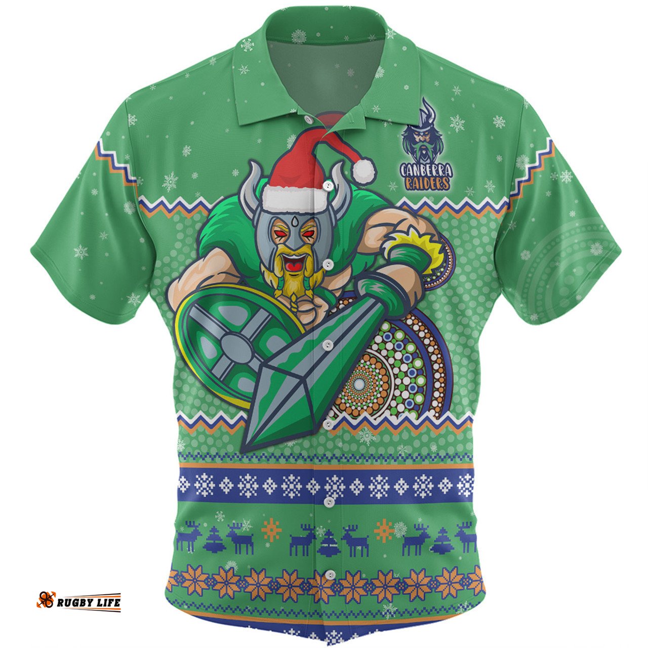 Amazing Aussie Canberra Raiders Christmas Custom Ugly Xmas And Aboriginal Patterns For Die Hard Fan Hawaiian Shirt